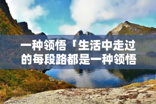 一种领悟「生活中走过的每段路都是一种领悟」