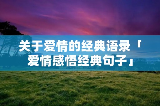 关于爱情的经典语录「爱情感悟经典句子」