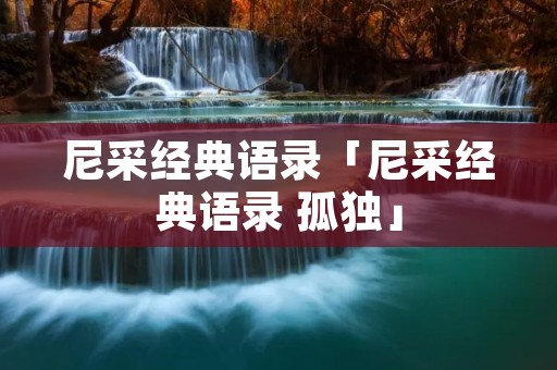 尼采经典语录「尼采经典语录 孤独」