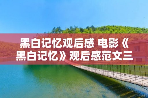 黑白记忆观后感 电影《黑白记忆》观后感范文三篇