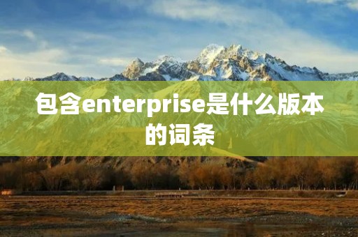 包含enterprise是什么版本的词条