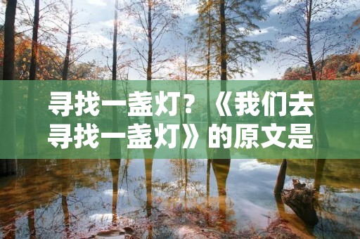 寻找一盏灯?《我们去寻找一盏灯》的原文是什么