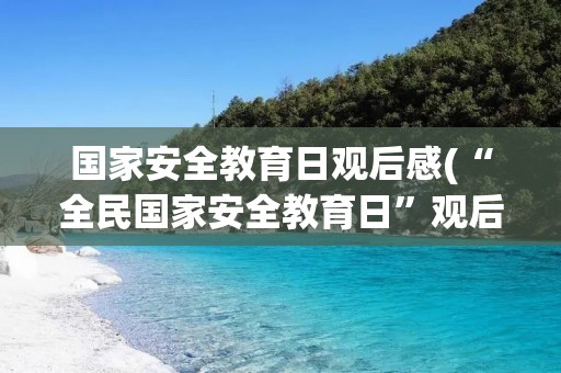 国家安全教育日观后感(“全民国家安全教育日”观后感) 国家安全教育日观后感(“全民国家安全教育日”观后感)