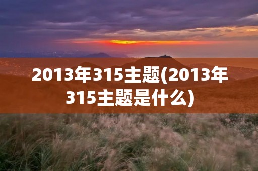 2013年315主题(2013年315主题是什么) 2013年315主题(2013年315主题是什么)