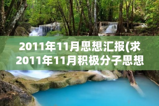 2011年11月思想汇报(求2011年11月积极分子思想汇报)
