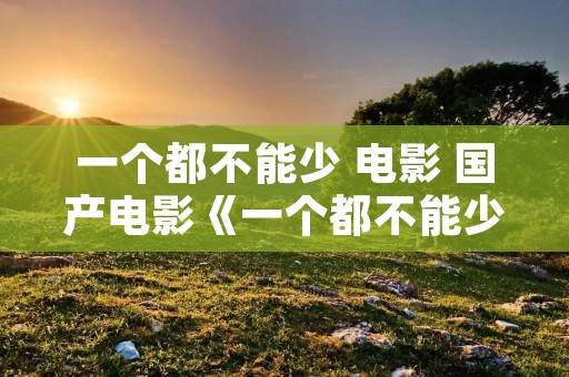 一个都不能少 电影 国产电影《一个都不能少》,究竟是不是真实故事