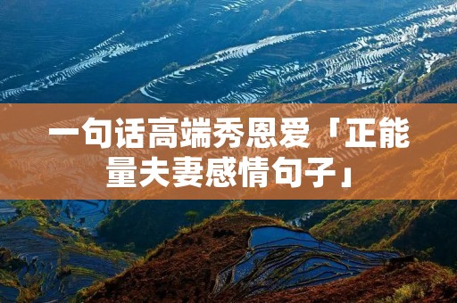 一句话高端秀恩爱「正能量夫妻感情句子」 一句话高端秀恩爱「正能量夫妻感情句子」