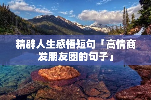 精辟人生感悟短句「高情商发朋友圈的句子」 精辟人生感悟短句「高情商发朋友圈的句子」