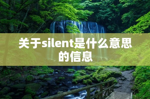 关于silent是什么意思的信息