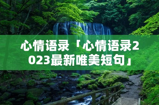 心情语录「心情语录2023最新唯美短句」