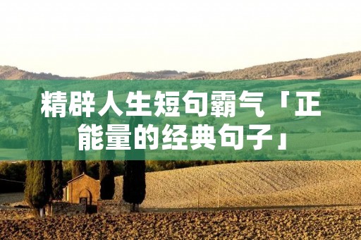 精辟人生短句霸气「正能量的经典句子」