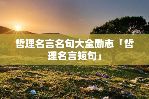 哲理名言名句大全励志「哲理名言短句」
