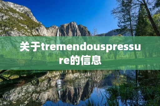 关于tremendouspressure的信息 关于tremendouspressure的信息