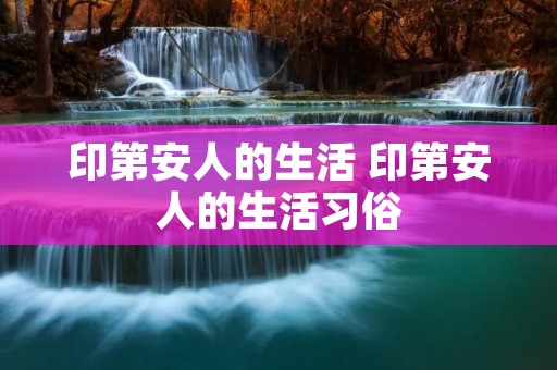 印第安人的生活 印第安人的生活习俗 印第安人的生活 印第安人的生活习俗