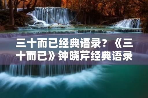 三十而已经典语录？《三十而已》钟晓芹经典语录有哪些