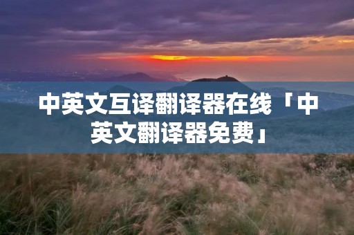 中英文互译翻译器在线「中英文翻译器免费」