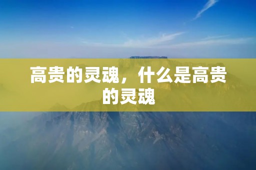 高贵的灵魂，什么是高贵的灵魂