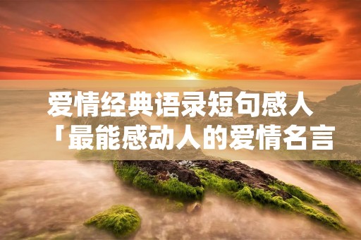 爱情经典语录短句感人「最能感动人的爱情名言名句」