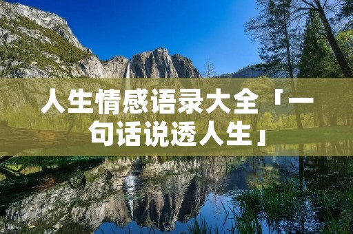 人生情感语录大全「一句话说透人生」