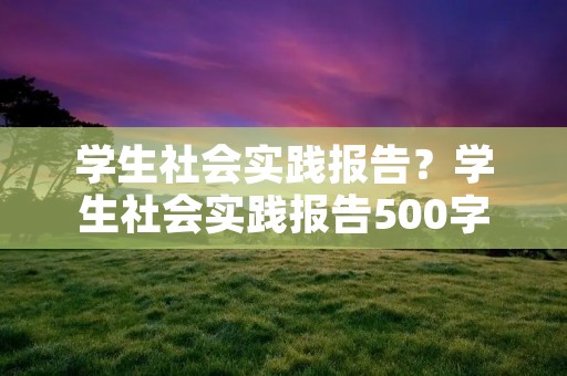 学生社会实践报告？学生社会实践报告500字10篇
