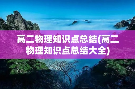 高二物理知识点总结(高二物理知识点总结大全)