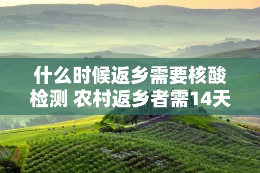 什么时候返乡需要核酸检测 农村返乡者需14天居家监测2021返乡核酸检测什么时候开始