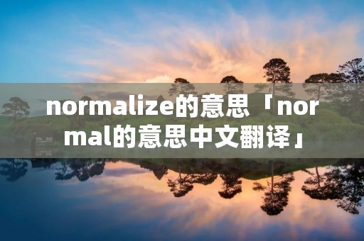normalize的意思「normal的意思中文翻译」