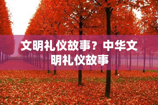 文明礼仪故事?中华文明礼仪故事