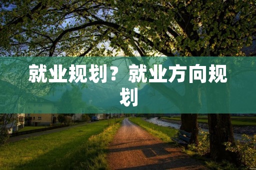 就业规划？就业方向规划