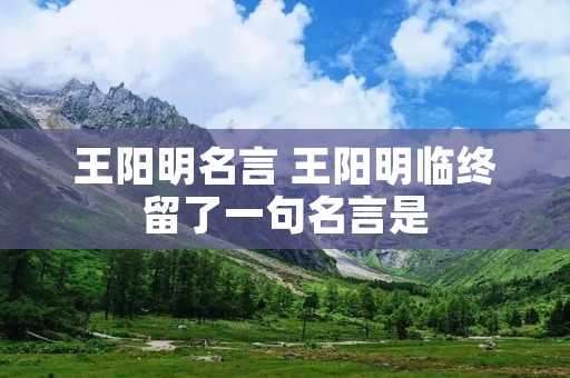 王阳明名言 王阳明临终留了一句名言是