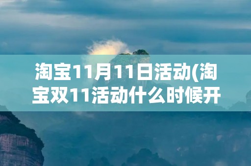 淘宝11月11日活动(淘宝双11活动什么时候开始有的)