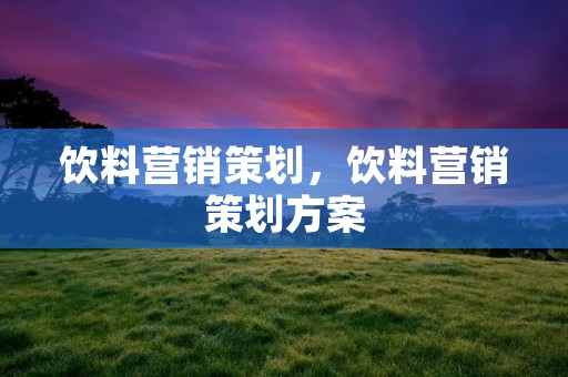 饮料营销策划,饮料营销策划方案 饮料营销策划,饮料营销策划方案