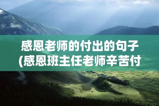 感恩老师的付出的句子(感恩班主任老师辛苦付出的优美句子(60句))