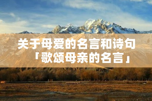 关于母爱的名言和诗句「歌颂母亲的名言」