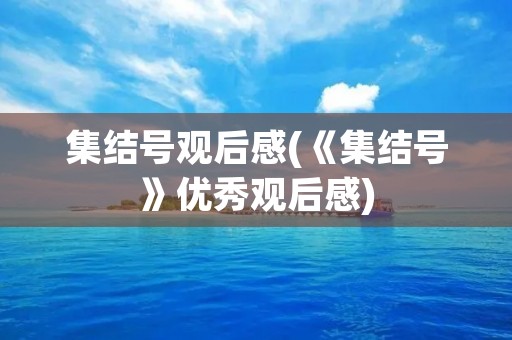 集结号观后感(《集结号》优秀观后感)