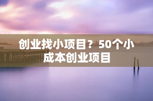 创业找小项目?50个小成本创业项目 创业找小项目?50个小成本创业项目