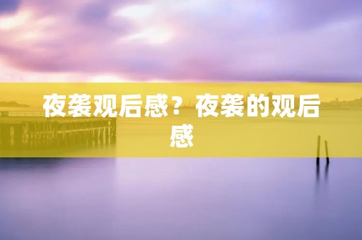 夜袭观后感?夜袭的观后感