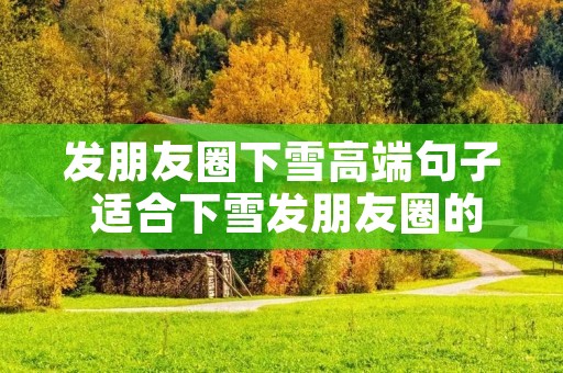 发朋友圈下雪高端句子 适合下雪发朋友圈的说说句子60句