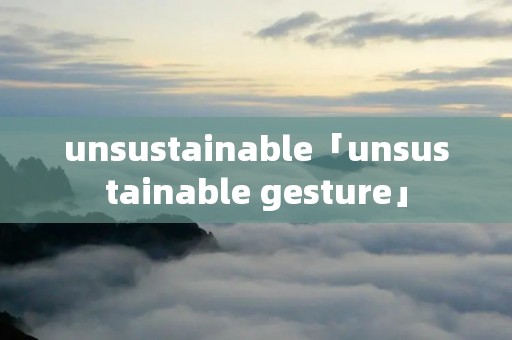 unsustainable「unsustainable gesture」 unsustainable「unsustainable gesture」