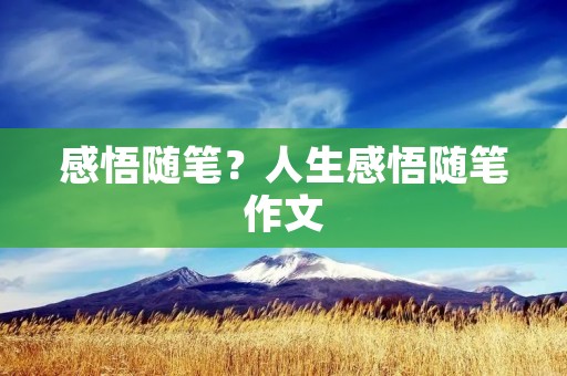 感悟随笔？人生感悟随笔作文