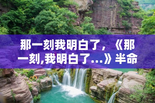 那一刻我明白了，《那一刻,我明白了…》半命题作文