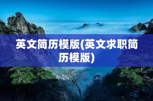 英文简历模版(英文求职简历模版)