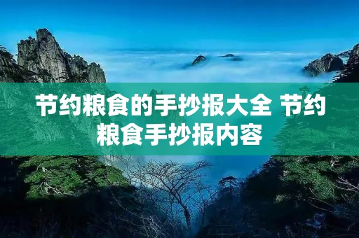 节约粮食的手抄报大全 节约粮食手抄报内容