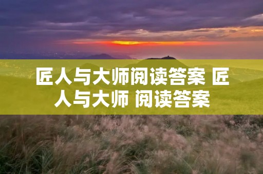 匠人与大师阅读答案 匠人与大师 阅读答案