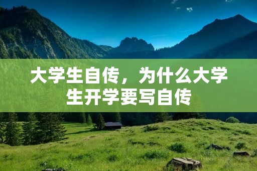 大学生自传,为什么大学生开学要写自传