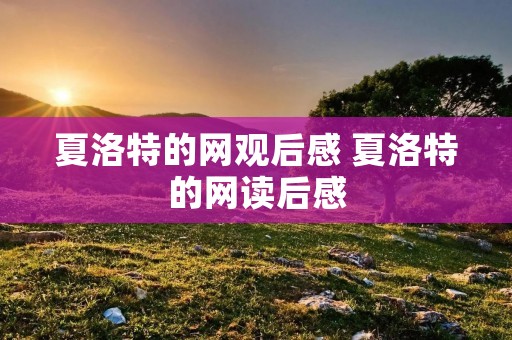 夏洛特的网观后感 夏洛特的网读后感