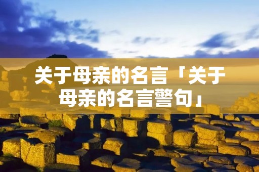 关于母亲的名言「关于母亲的名言警句」