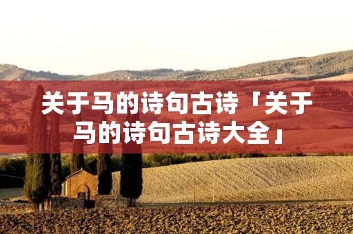 关于马的诗句古诗「关于马的诗句古诗大全」