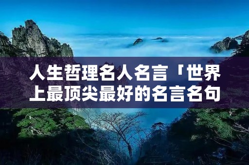 人生哲理名人名言「世界上最顶尖最好的名言名句」