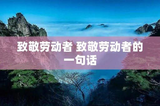 致敬劳动者 致敬劳动者的一句话